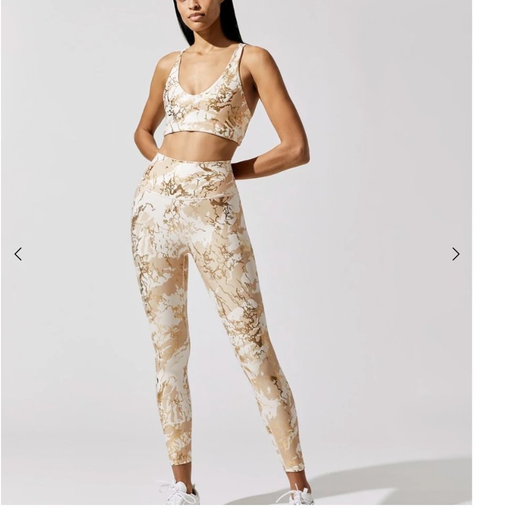NWT Carbon 38 Metallic Marble Bra and Leggings Set